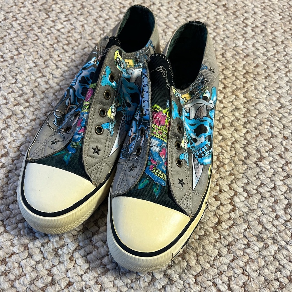 Vintage Ed Hardy Converse low tops